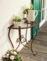 Preview: Konsolentisch "Provencal" halbrund, Konsole aus Metall in Rost Optik im Antik Design, Balkontisch, Beistelltisch