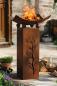 Preview: Dekosäule mit Feuerschale aus Metall in Rost Optik, Gartendeko, Feuerstelle