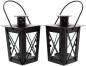 Preview: 2x Mini Laterne aus Metall + Glas, schwarz, Teelichthalter, Hängelaterne, Metalllaterne, Gartenlaterne, Windlicht, Gartendeko für Draußen wetterfest