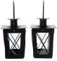 Preview: 2x Mini Laterne aus Metall + Glas, schwarz, Teelichthalter, Hängelaterne, Metalllaterne, Gartenlaterne, Windlicht, Gartendeko für Draußen wetterfest