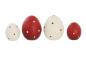 Preview: 4 Dekoeier "Pünktchen" aus Terracotta, rot / weiß, 7 + 10 cm hoch, Osterdeko, Ostereier-Set