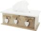 Preview: Tissue Box "White Heart" aus Holz, weiß, im Landhaus Stil, Feuchttücherspender, Kosmetiktücherbox