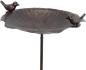 Preview: Vogeltränke "Piepmatz" aus Metall in Rost Optik, Gartenstecker mit 2 Vögelchen, Wasserstelle, Gartendeko, Dekostecker für Draußen