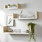 Preview: 3x Wandregal aus Holz, natur furniert / weiß, Regalset, Bücherregal, Dekoregal, Wandboard