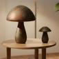 Preview: 2x GILDE Design Pilz "Drop" bronze / grün, aus Keramik, Herbstdeko, Skulptur 40759 + 40761