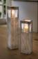 Preview: Windlichtsäule “Shabby-Charme” groß, 70 cm hoch, aus Holz & Glas, Dekosäule mit Kerzenglas, Bodenwindlicht, Holzsäule, Kerzensäule