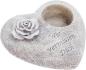 Preview: Grabschmuck in Herzform mit Schriftzug "Wir vermissen dich" mit Rose und Grablicht-Halter, wetterfest