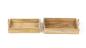 Preview: 2x Serviertablett aus Mango Holz in Antik Optik, Dekotablett mit Griffen aus Aluminium, Holztablett