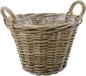 Preview: Rattan Pflanzkorb "Rustikal" rund Ø 35x25 cm groß, grau, Outdoor Blumentopf, Pflanzkübel, Pflanztopf für Draußen, Blumenkübel