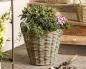 Preview: Rattan Pflanzkorb "Rustikal" rund Ø 45x40 cm groß, grau, Outdoor Blumentopf, Pflanzkübel, Pflanztopf für Draußen, Blumenkübel