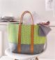 Preview: Damentasche aus Filz, grau / grün, Schultertasche, Einkaufstasche, Shopper