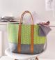 Preview: Damentasche aus Filz, grau / grün, Schultertasche, Einkaufstasche, Shopper