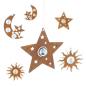 Preview: 6 Dekohänger "Sonne, Mond & Sterne" aus Metall in Rost Optik, mit kleinen silbernen Kugeln, Hängedeko, Türdeko, Wanddenko, Fensterdeko