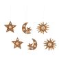 Preview: 6 Dekohänger "Sonne, Mond & Sterne" aus Metall in Rost Optik, mit kleinen silbernen Kugeln, Hängedeko, Türdeko, Wanddenko, Fensterdeko