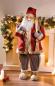Preview: große Dekofigur "Nikolaus", 120 cm hoch, rot / grau, mit Geschenkesack, Weihnachtsmannfigur