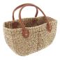 Preview: große Tasche aus Wasserhyazinthe mit Ledergriffen, Shopper