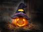 Preview: Halloween Windlicht "Hexenhut" für Innen + Außen, Deko Kürbis, Kerzenhalter, Halloweendeko