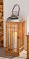 Preview: Laterne 'Wood', 60 cm groß, Windlicht aus Holz mit Glas, Henkel und Metalldach