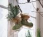 Preview: Paar Deko Schlittschuhe aus Filz, grün, mit Kunstfell, Winterdeko, Dekofigur