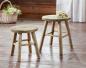 Preview: 2 Hocker aus Holz, rund, rustikal mit Antik Finisch, Blumenhocker, Sitzhocker