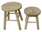Preview: 2 Hocker aus Holz, rund, rustikal mit Antik Finisch, Blumenhocker, Sitzhocker