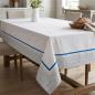 Preview: Tafeldecke "Santorin" weiß / blau / beige, 140 x 240 cm, 100% Baumwolle Tischdecke, Tischtuch
