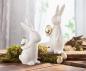 Preview: 2x Osterhase "Classical" aus Porzellan, weiß mit Osterei in gold & silber, Hasen 20 + 23 cm hoch, Dekofigur, Dekohase