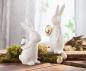 Preview: 2x Osterhase "Classical" aus Porzellan, weiß mit Osterei in gold & silber, Hasen 20 + 23 cm hoch, Dekofigur, Dekohase