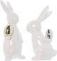 Preview: 2x Osterhase "Classical" aus Porzellan, weiß mit Osterei in gold & silber, Hasen 20 + 23 cm hoch, Dekofigur, Dekohase