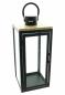 Preview: Laterne "Modern" aus Metall, Holz & Glas, 38 cm hoch, Bodenlaterne, Windlicht, Kerzenlaterne, Metalllaterne
