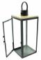Preview: Laterne "Modern" aus Metall, Holz & Glas, 38 cm hoch, Bodenlaterne, Windlicht, Kerzenlaterne, Metalllaterne