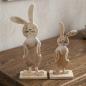 Preview: 2x Osterhase "Latzhose" aus recyceltem Holz, 30 + 38 cm hoch, Dekofigur Hasenmann und Hasenjunge, Osterdeko