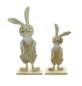 Preview: 2x Osterhase "Latzhose" aus recyceltem Holz, 30 + 38 cm hoch, Dekofigur Hasenmann und Hasenjunge, Osterdeko