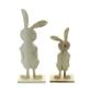 Preview: 2x Osterhase "Latzhose" aus recyceltem Holz, 30 + 38 cm hoch, Dekofigur Hasenmann und Hasenjunge, Osterdeko