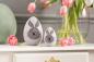 Preview: 2 Dekoeier "Hase" weiß, 10 + 15 cm hoch, Osterdeko für Drinnen & Draussen, Ostereier mit Hasenmotiv, Tischdekoration, Outdoor Frühlingsdeko, Gartendeko Figurenset