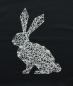Preview: Kissenhülle "Hase" 45x45 cm in schwarz, mit geometrischem Hasenmotiv, Rückseite weiß, Kissenbezug, Zierkissenbezug