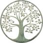 Preview: Wandbild "Baum des Lebens" aus Metall, mintgrün lackiert mit Kupfer Patina, rund Ø 40 cm, Metallbild, Wanddeko