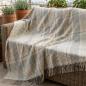 Preview: Kuscheldecke "Fringes" in weiß / grau, 150x200 cm, 70% Baumwolle, hochwertige Wohndecke, Sofadecke, Couchdecke