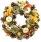 Preview: Dekokanz "Herbst" Ø 34 cm, aus Naturzapfen mit Deko Blättern, Kürbissen, Beeren, Tischkranz, Wandkranz
