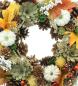 Preview: Dekokanz "Herbst" Ø 34 cm, aus Naturzapfen mit Deko Blättern, Kürbissen, Beeren, Tischkranz, Wandkranz