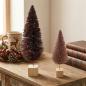 Preview: 2x Dekofigur Tanne "Rosa & Aubergine", 15 + 20 cm hoch, kleine Weihnachtsbäume, Tischdeko
