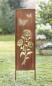 Preview: Metallschild "Blumen & Schmetterlinge" mit Echtrost Finish, 117 cm hoch, Dekoschild, Gartenstecker, Gartenschild