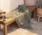 Preview: Kuscheldecke "Olivgrün" in Weboptik, 152x127 cm, Sofadecke mit Fransen, Couchdecke