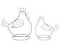 Preview: 2x Dekofigur "Huhn" aus Metall, grau, 14 + 18 cm hoch, Osterdeko, Tischdeko, Dekohuhn