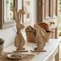 Preview: 2x Dekofigur Hase "Natur" aus MDF, bemalt, mit Metall Deko schwarz, Osterdeko, Osterhase, Hasendeko