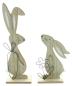 Preview: 2x Dekofigur Hase "Natur" aus MDF, bemalt, mit Metall Deko schwarz, Osterdeko, Osterhase, Hasendeko