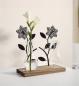 Preview: Board "Flowers" aus Holz, 2 Metall Blumen in schwarz & 2 Vasen aus Glas, Dekoboard, Vasenhalter, Blumenvase