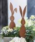 Preview: 2x Gartenstecker "Hase" aus Metall in Rost Optik, 60 cm hoch, Dekostecker, Roststecker, Metallstecker, Gartendeko für Draußen