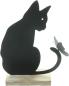 Preview: Dekofigur "Katze mit Schmetterling" aus Metall, matt schwarz, 21 cm hoch, Metallfigur, Metalldeko