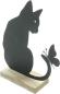 Preview: Dekofigur "Katze mit Schmetterling" aus Metall, matt schwarz, 21 cm hoch, Metallfigur, Metalldeko
